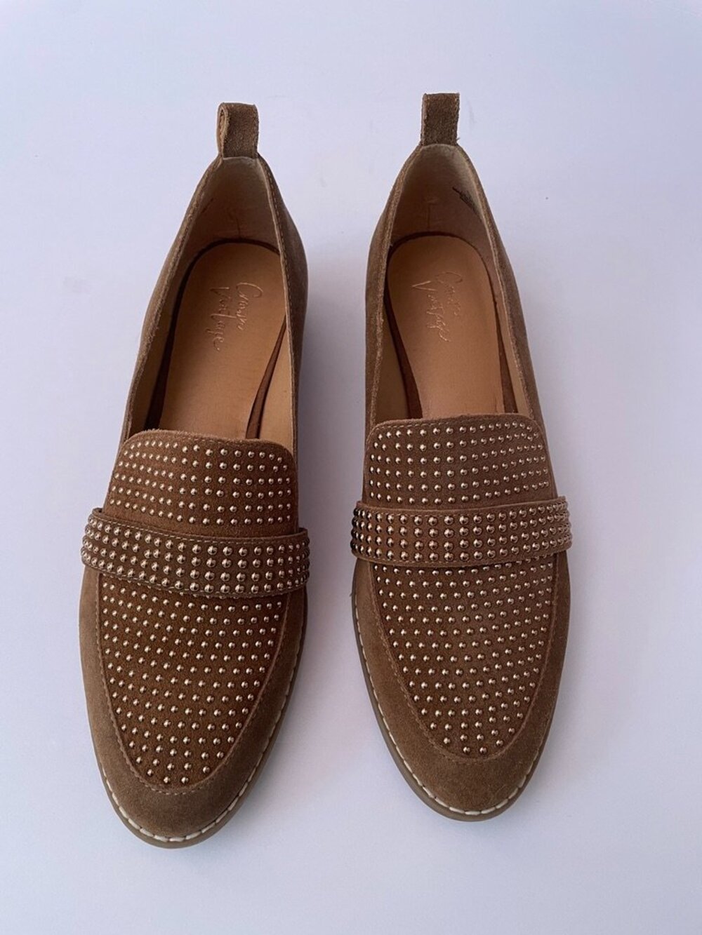 CROWN VINTAGE Lorina Loafers camel cow suede shoes